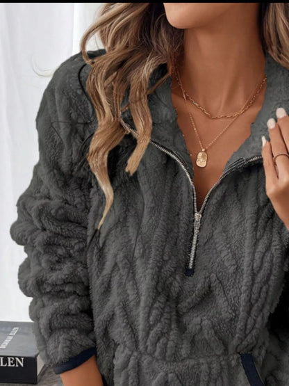 Sarah Express Women's Sherpa Half Zip Sweatshirt Plus Size