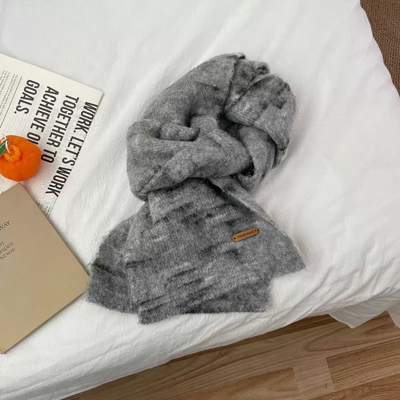 Sarah Express Women's Soft Fuzzy Contrast Scarf Grey One Size