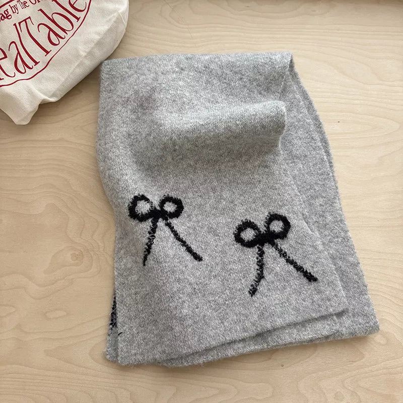 Sarah Express Women's Bow Winter Scarf Gray ONESIZE