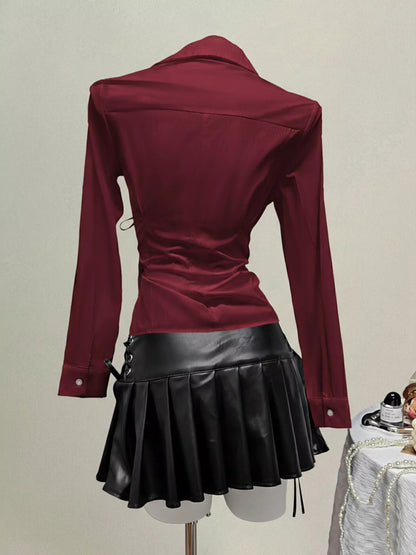 Sarah Express Women's Side Tied Long Sleeve Shirt