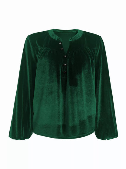 Sarah Express Women's Velvet Balloon Sleeve Blouse