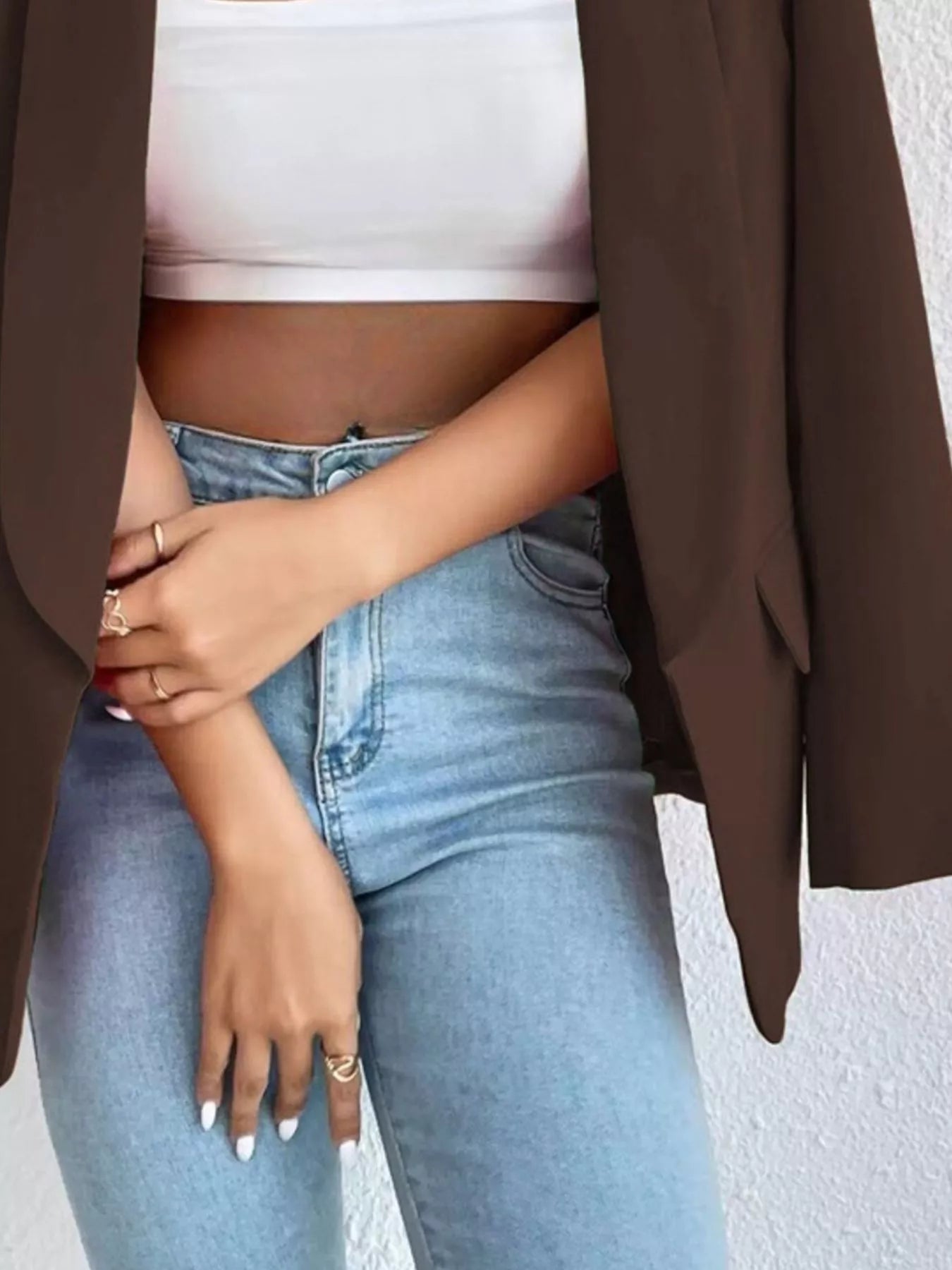 Sarah Express Women's Open Front Casual Blazer Plus Size Long Sleeve Professional Outerwear