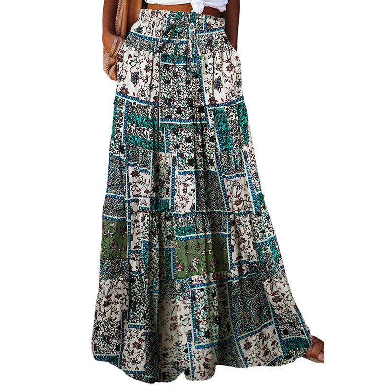 Sarah Express Women's High Waist Printed Maxi Dress Loose Fit Casual