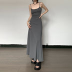 Sarah Express Women's High Waist Slim Fit Cami Strap Maxi Dress