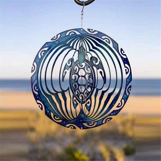 Sarah Express 3D Ocean Blue Sea Turtle Wind Spinner Chimes Garden Decoration