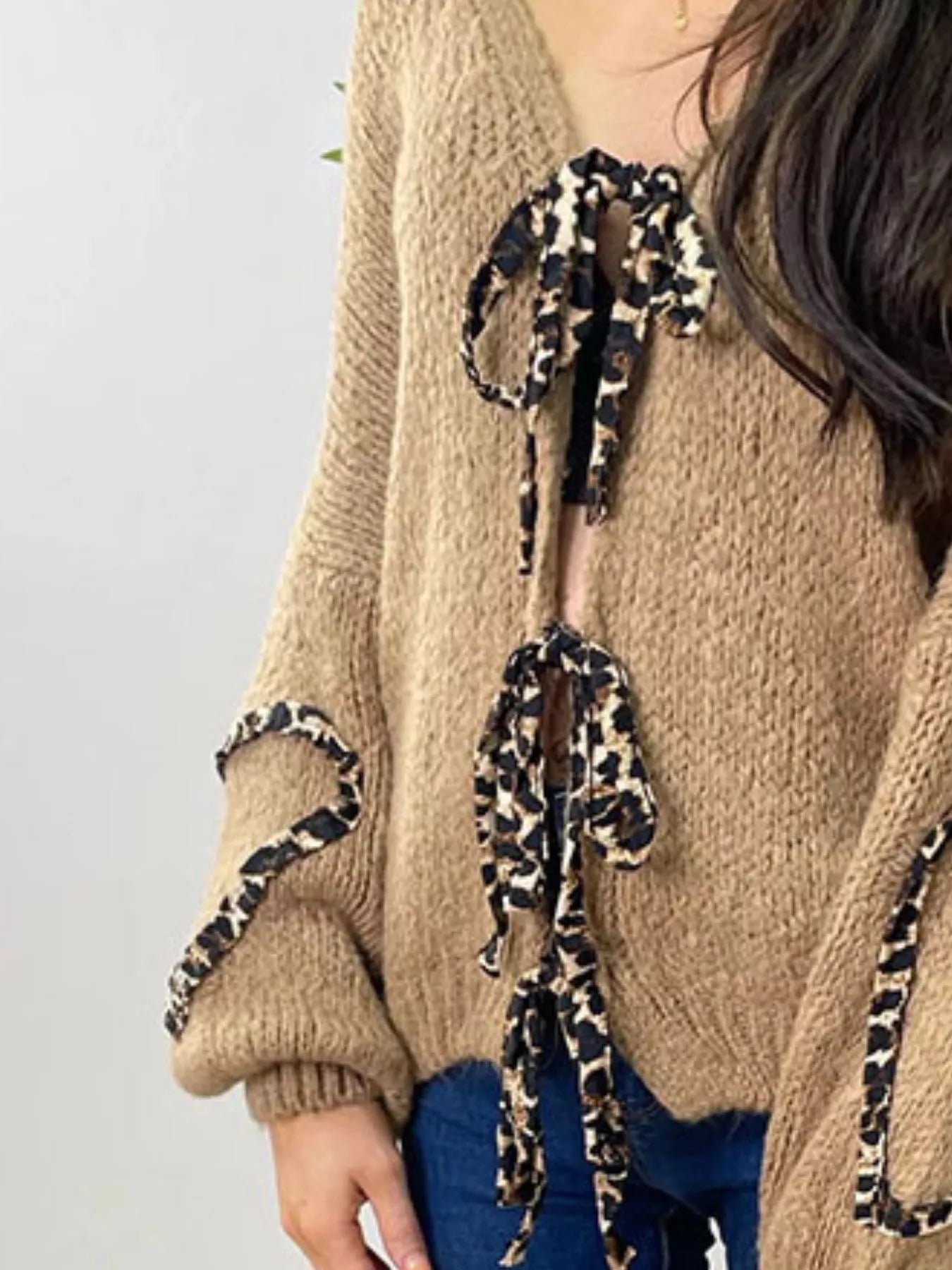 Sarah Express Women's Tie Front Long Sleeve Sweater