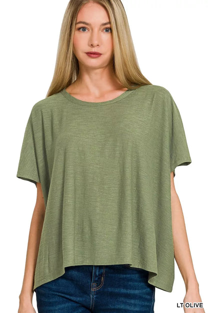 Sarah Express Women's Round Neck Short Sleeve T-Shirt LT OLIVE