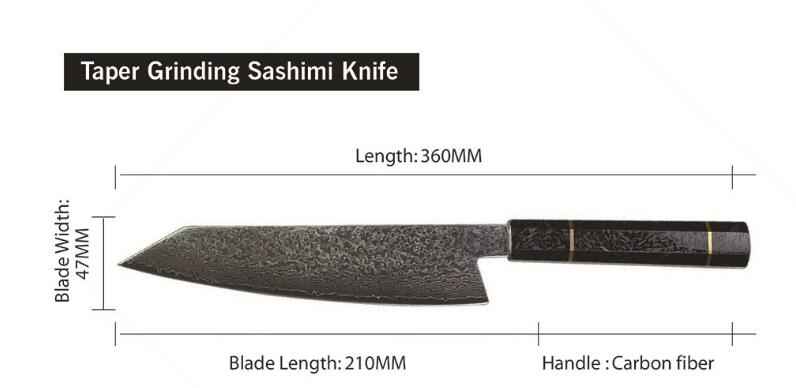 Sarah Express 67-Layer Damascus Steel Chef Knife - Professional Japanese Kitchen Knife Carbon fiber handle