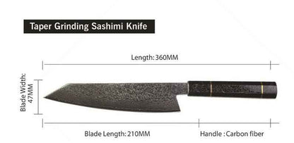 Sarah Express 67-Layer Damascus Steel Chef Knife - Professional Japanese Kitchen Knife Carbon fiber handle