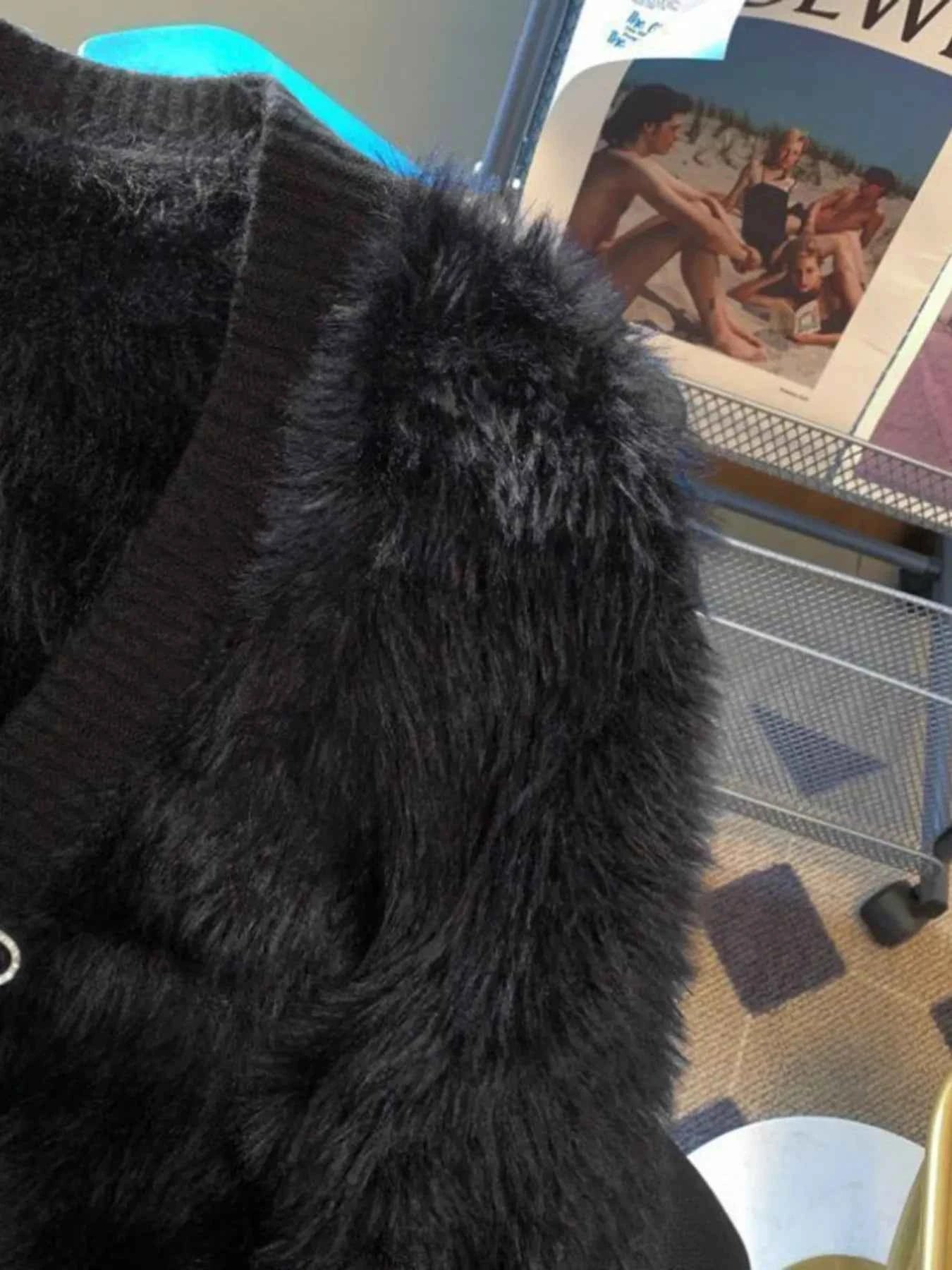 Sarah Express Women's Fuzzy Bow Button Up Cardigan - Cozy Knit Sweater