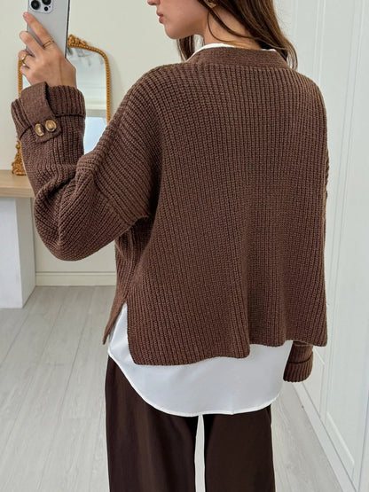 Sarah Express Women's Chunky Knit Button-Down Cardigan