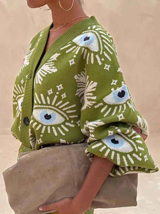 Sarah Express Women's Button-Down Dropped Shoulder Cardigan - Cozy Knit Sweater