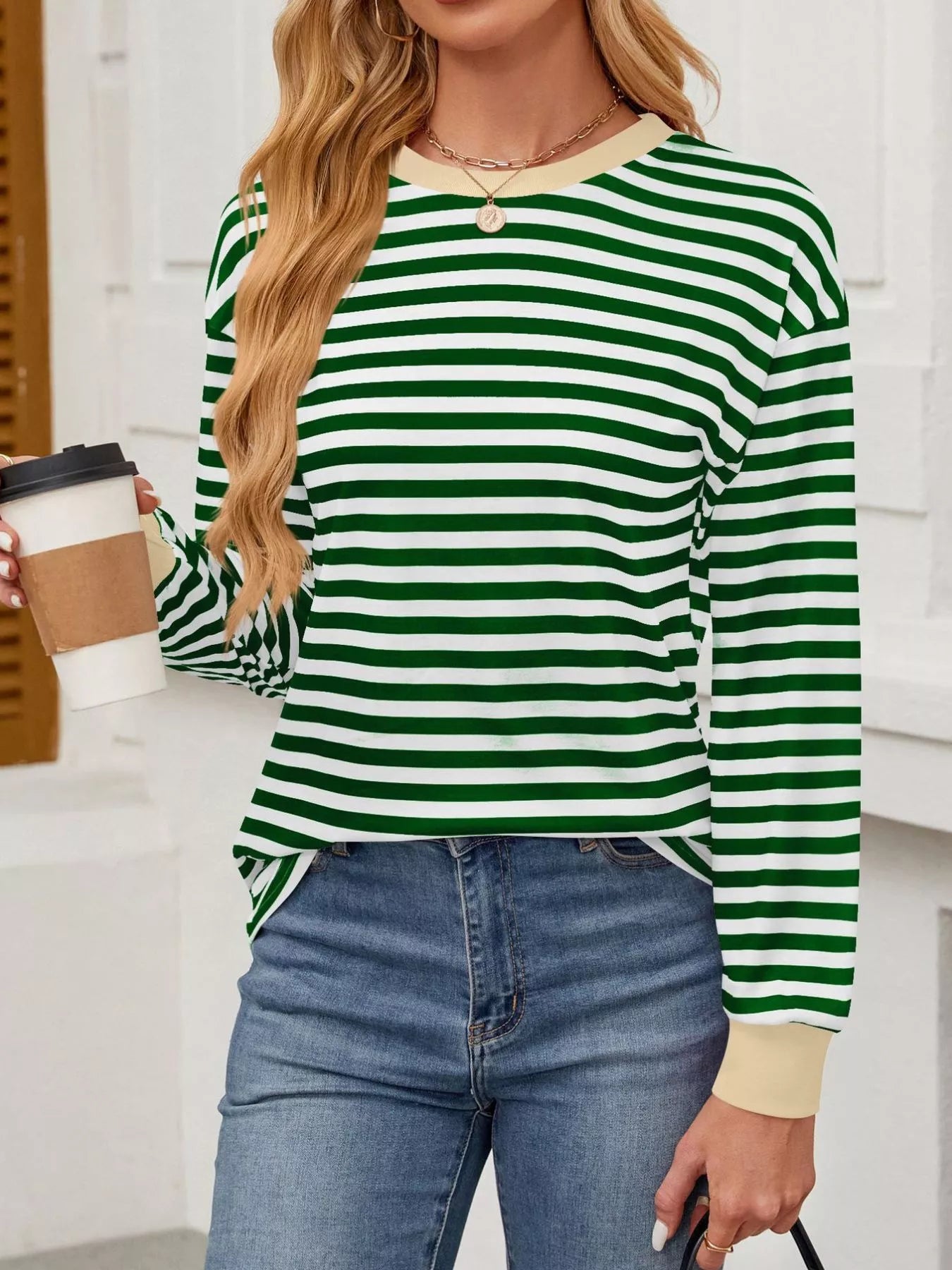 Sarah Express Women's Striped Long Sleeve Casual T-Shirt