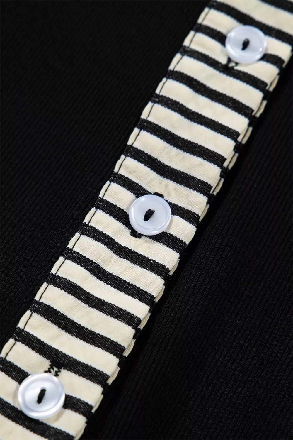 Sarah Express Women's Stripe Detail Polo Collar Half Buttons Tied Short Sleeve Shift Mini Dress