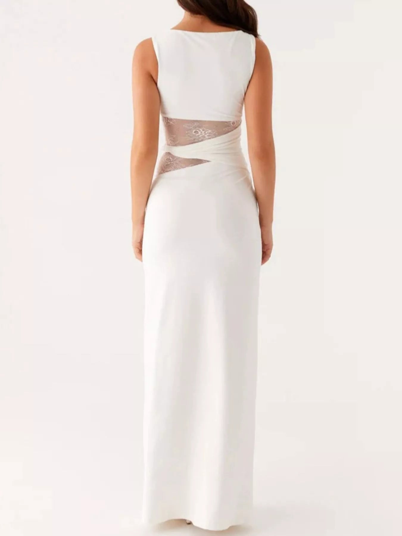 Sarah Express Women's Lace Cutout Sleeveless Maxi Dress