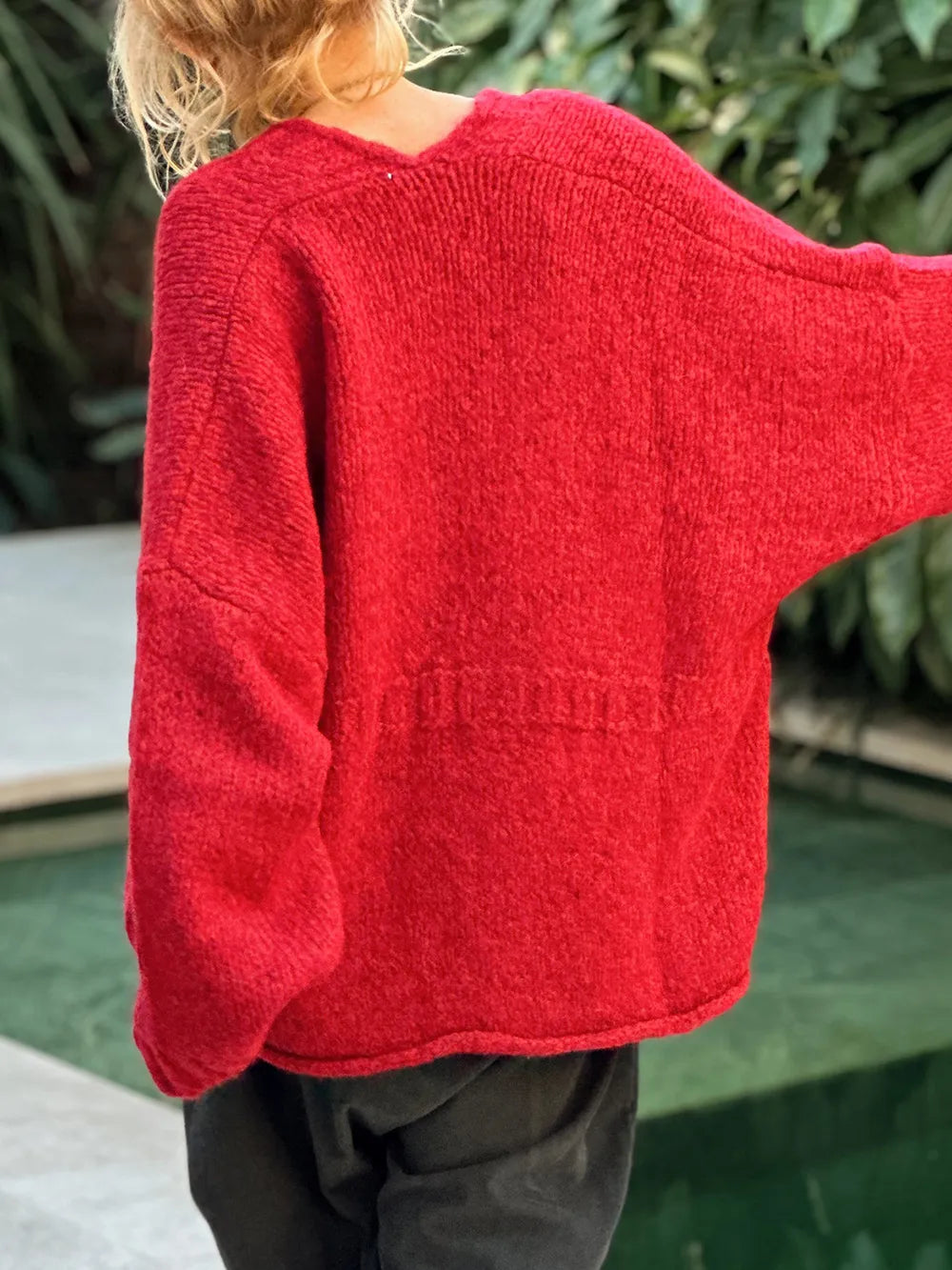 Sarah Express Women's Pocketed V-Neck Button Up Cardigan