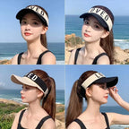 Sarah Express Women's Letter Print Sun Visor Adjustable Topless Hat UV Protection