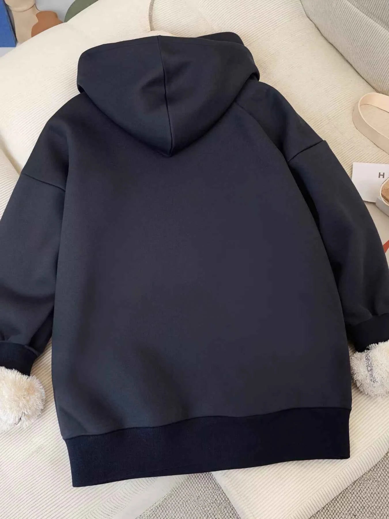 Sarah Express Women's Fleece-Lined Zip-Up Hoodie with Pockets - Drawstring Hooded Jacket