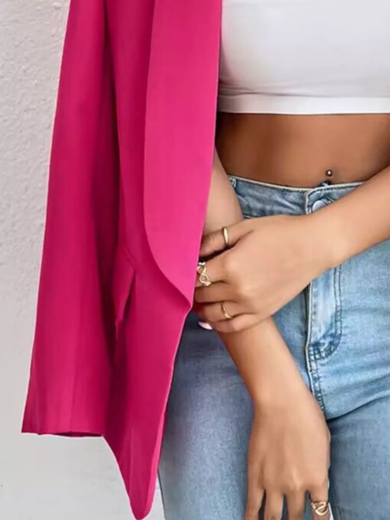 Sarah Express Women's Open Front Casual Blazer Plus Size Long Sleeve Professional Outerwear