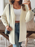 Sarah Express Women's Open Front Drop Shoulder Cardigan - Ribbed Knit Sweater