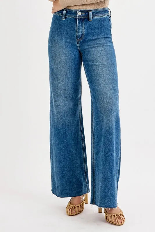 Sarah Express Women’s High-Waisted Wide Leg Jeans Casual
