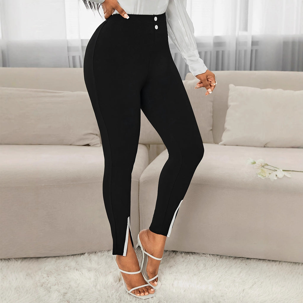 Sarah Express Women's Elegant Slim Fit Chenille Pants High Waist Work Commuter Trousers
