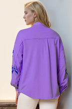 Sarah Express Women's Sequin Bow Button Up Shacket