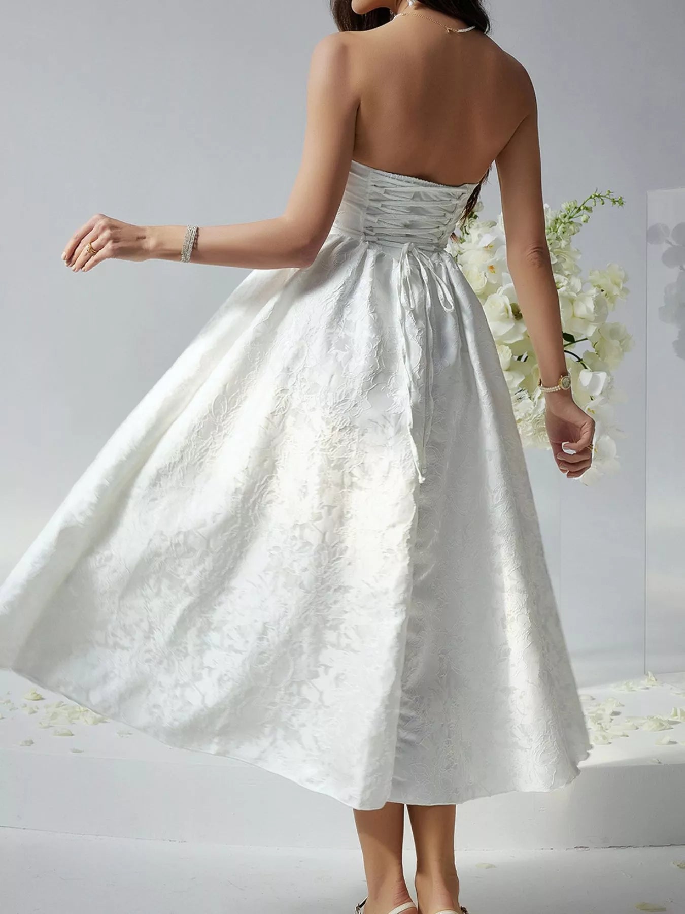 Sarah Express Women's Lace Up Tube Midi Dress