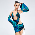 Sarah Express Women's Halter Neck Cut-Out Top & Bodycon Skirt Set - Sexy Two-Piece Party Dress
