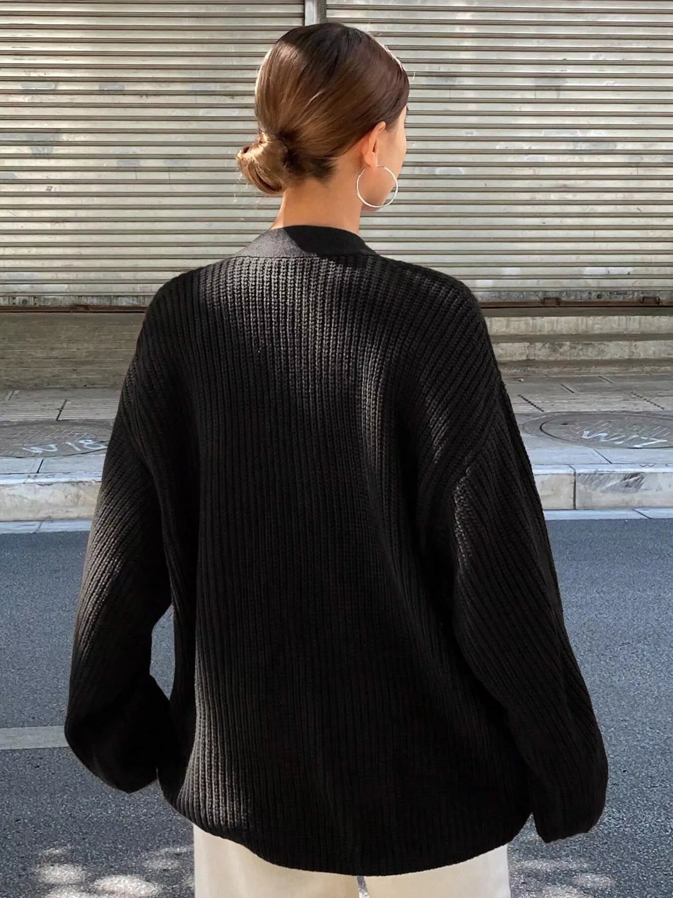 Sarah Express Women's Oversized Knit Button-Down Cardigan