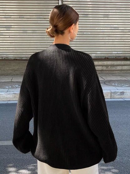 Sarah Express Women's Oversized Knit Button-Down Cardigan