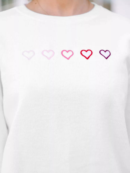 Sarah Express Women's Heart Embroidered Oversized Sweatshirt