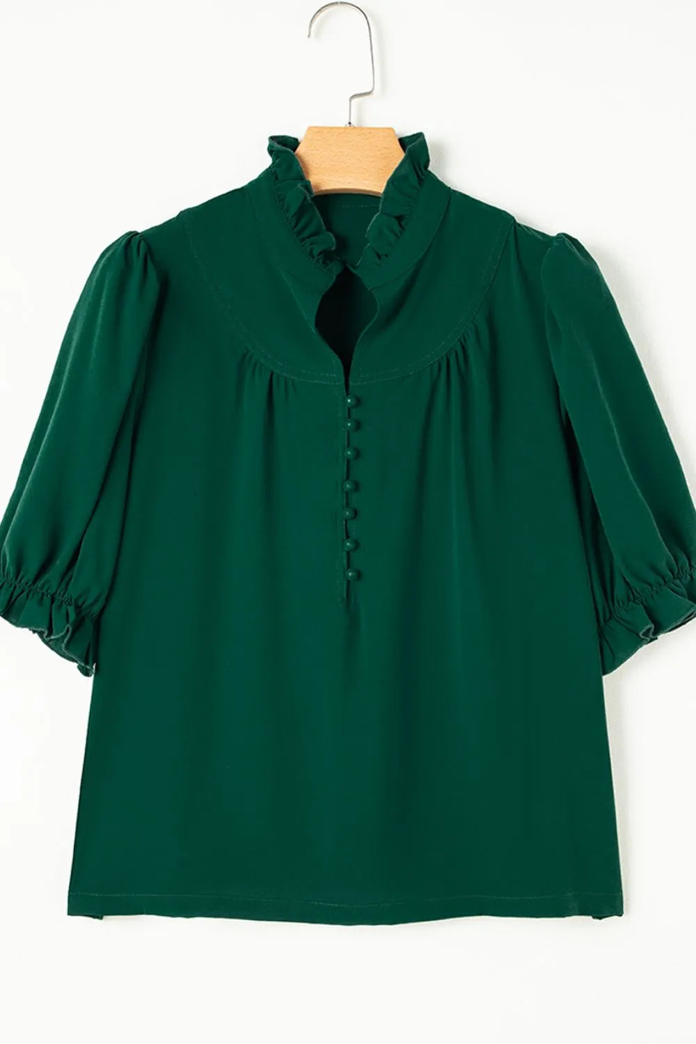 Sarah Express Women's Puff Sleeve Frilled Trim Elegant Blouse