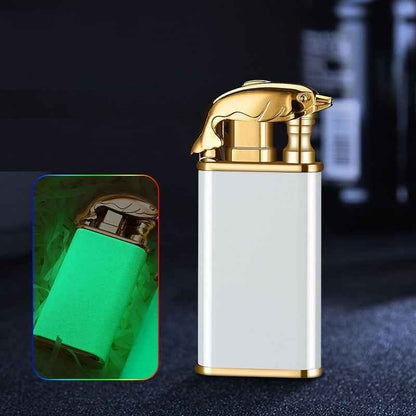 Sarah Express Blue Flame Metal Lighter - Windproof Butane Lighter with Dolphin Dragon Design White dolphin luminous 1PCS