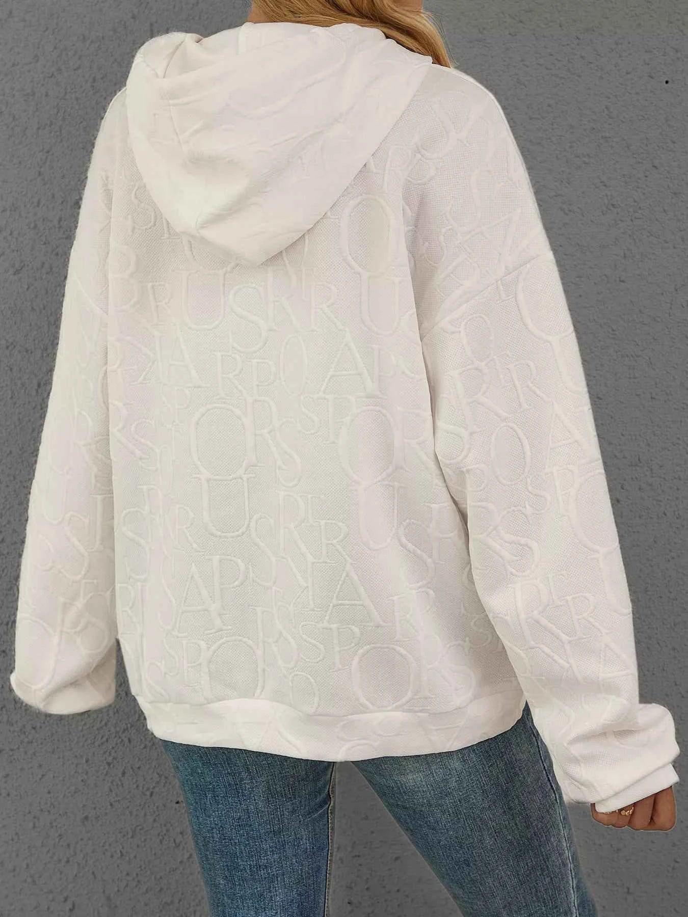 Sarah Express Women's Embossed Lettering Casual Hoodie Plus Size