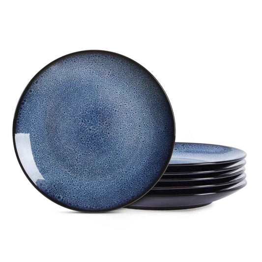 Sarah Express Ceramic Dinner Plates Set of 6 - Dishwasher Safe Steak Plates for Salad, Pasta, Soup, Dessert - Microwave & Oven Safe