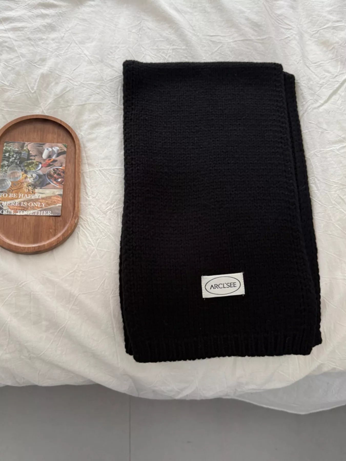 Sarah Express Women's Solid Color Knitted Winter Scarf Black ONESIZE