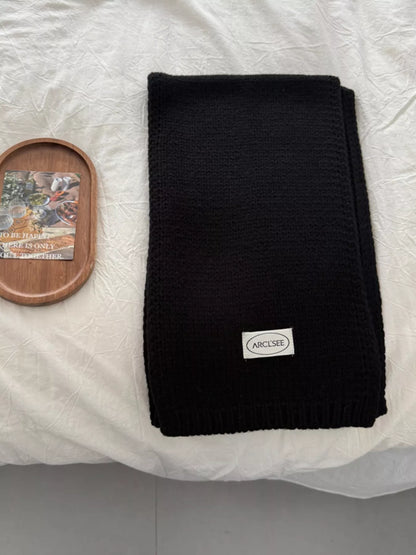 Sarah Express Women's Solid Color Knitted Winter Scarf Black ONESIZE