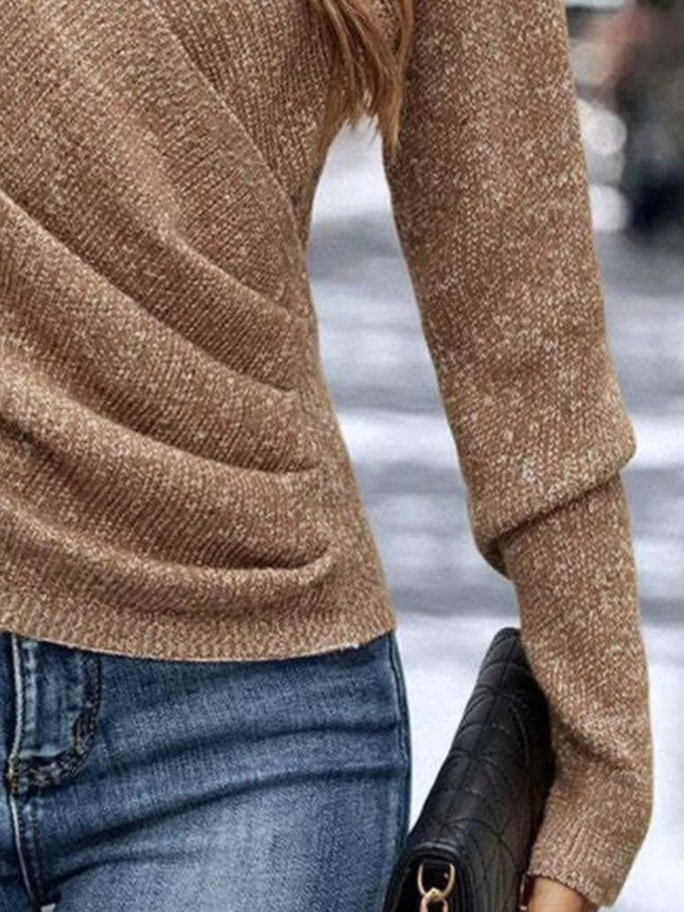 Sarah Express Women's Surplice Long Sleeve Knit Top