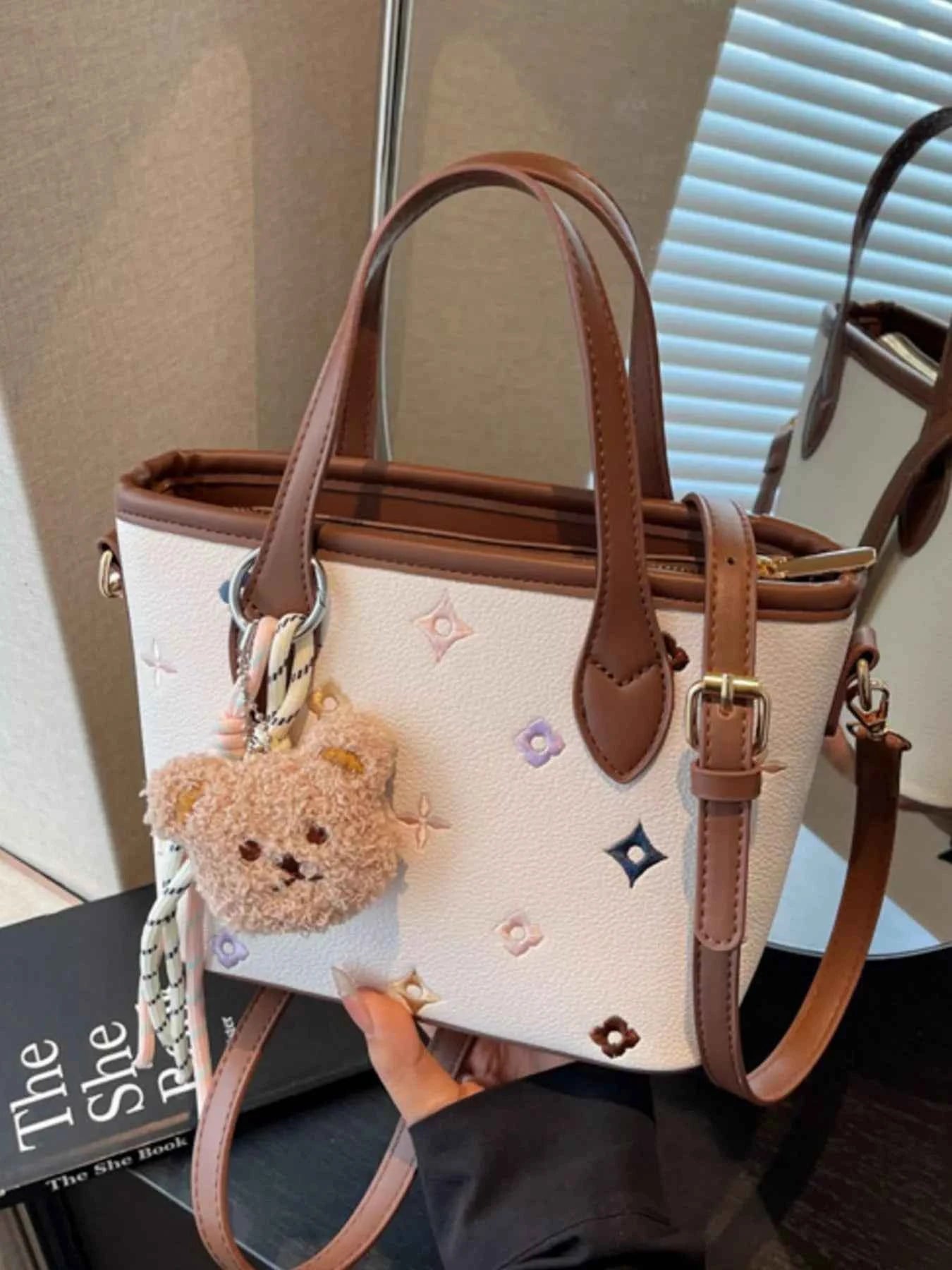 Sarah Express Women's Embroidered Pattern Crossbody Bag - Mini PU Leather Shoulder Bag Camel ONESIZE