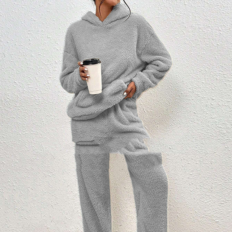 Sarah Express Women's Fleece-Lined Hooded Sweatshirt and Pants Two-Piece Cozy Lounge Set