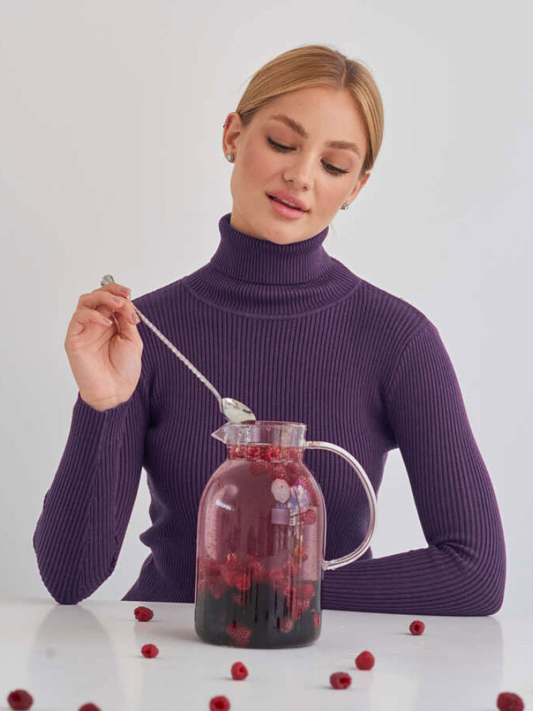 Sarah Express Women's Turtleneck Knit Pullover Sweater Long Sleeve