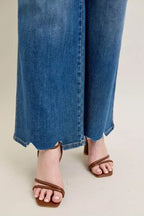 Sarah Express Women’s Plus Size High Rise Tummy Control Destroyed Wide Leg Jeans

