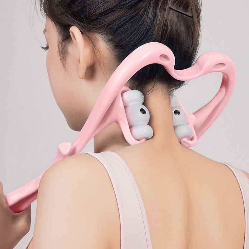 Sarah Express 360° Deep Tissue Neck Massager - 96 Pressure Point Roller for Pain Relief | Neck, Shoulder & Back Massage Tool Pink