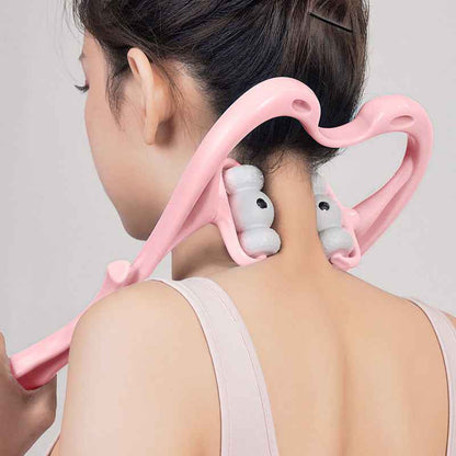Sarah Express 360° Deep Tissue Neck Massager - 96 Pressure Point Roller for Pain Relief | Neck, Shoulder & Back Massage Tool Pink