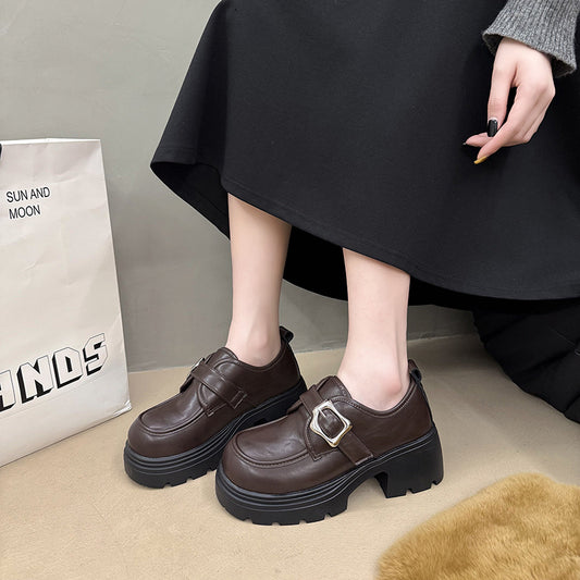 Sarah Express British-Style Platform Leather Shoes