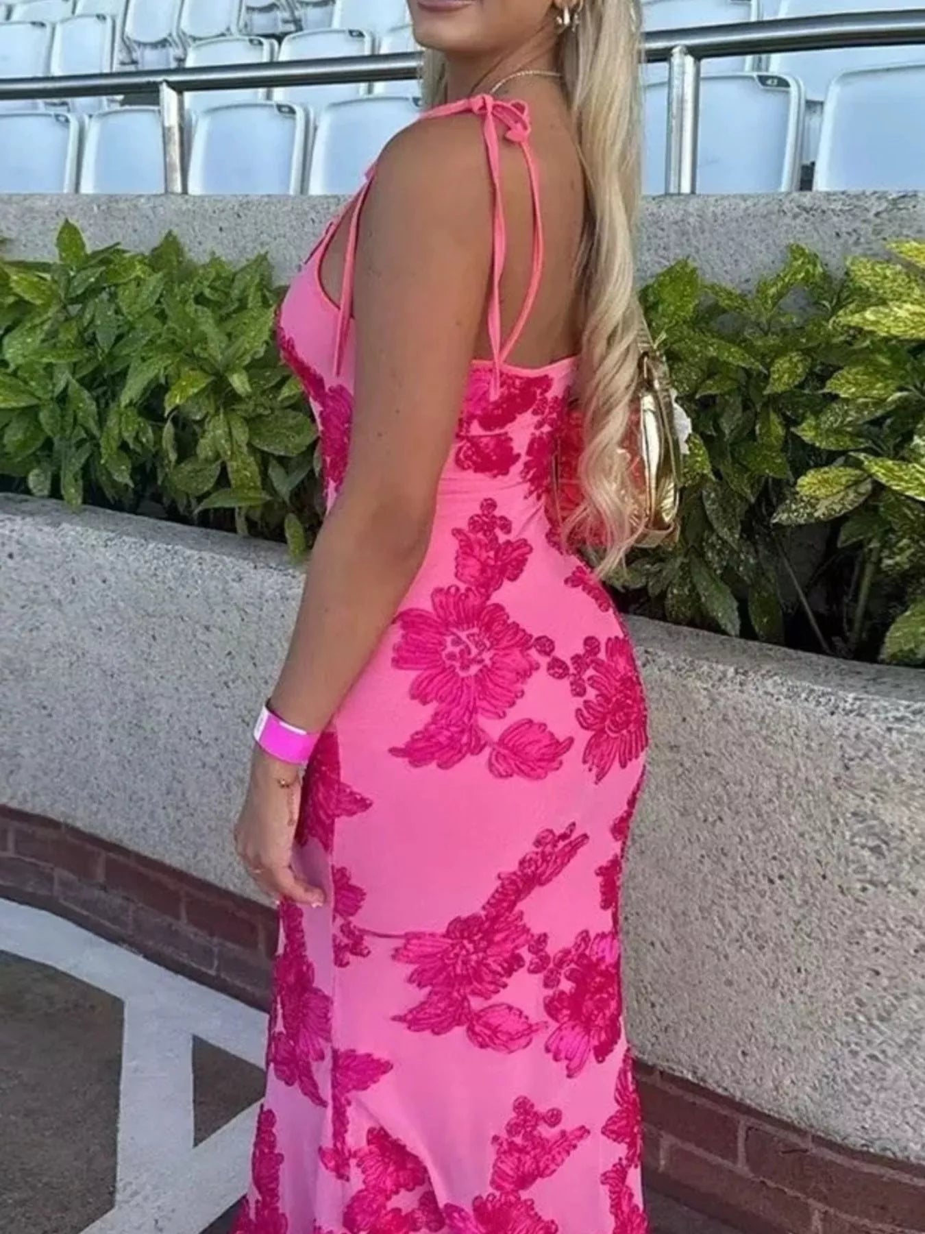 Sarah Express Women's Floral Tie Shoulder Maxi Dress