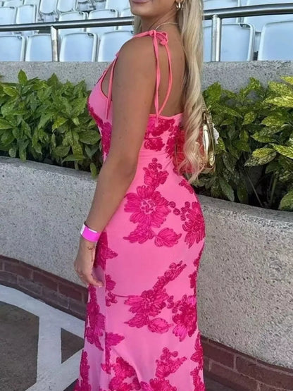 Sarah Express Women's Floral Tie Shoulder Maxi Dress