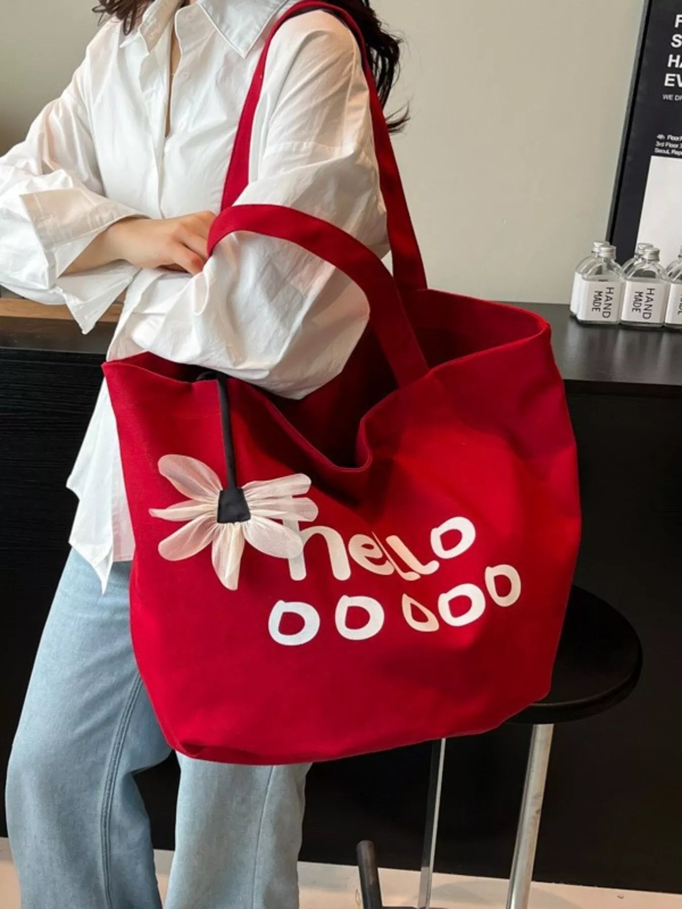 Sarah Express Women's Letter Canvas Tote Bag