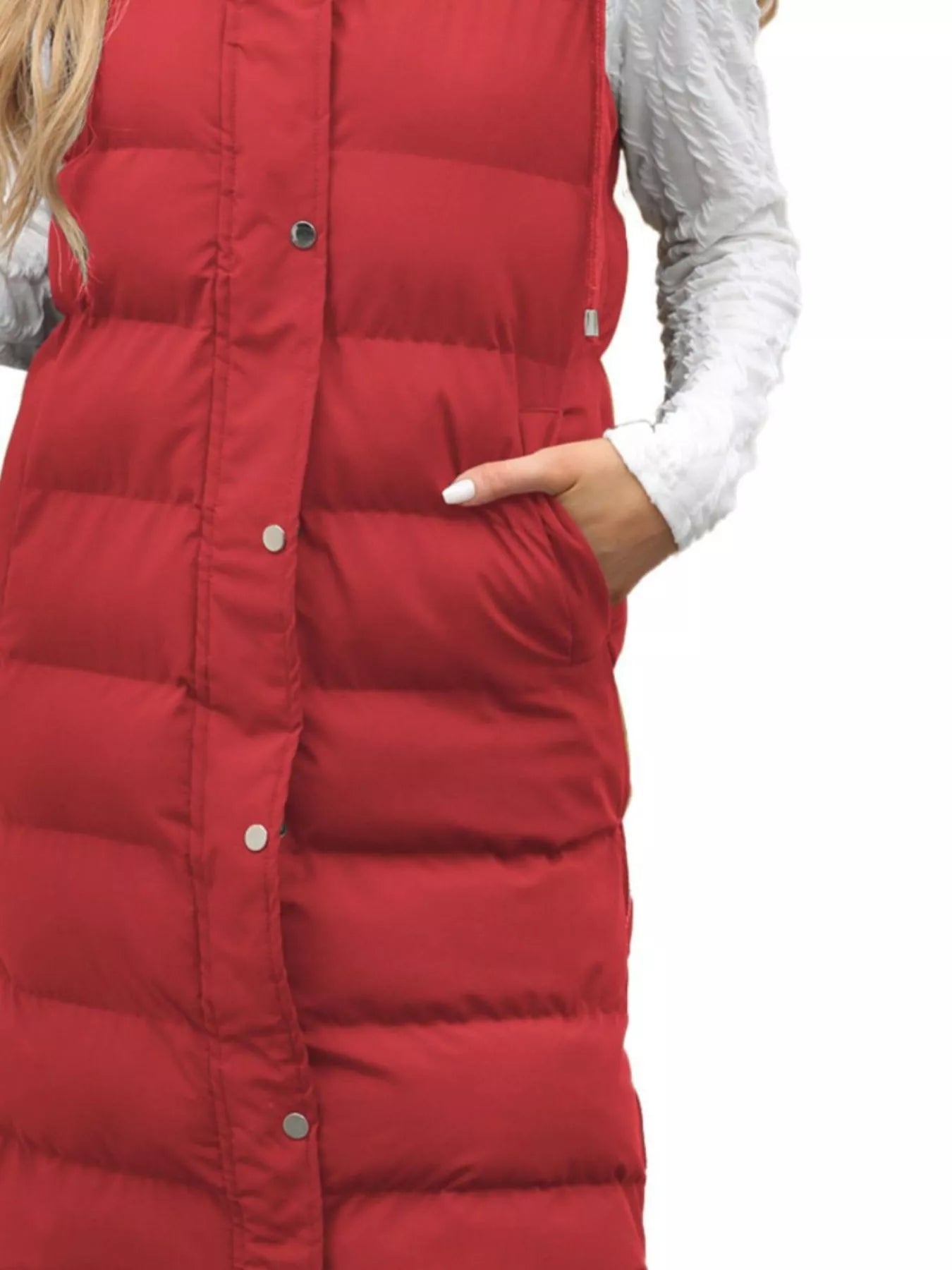 Sarah Express Women's Snap Down Hooded Padded Longline Vest Coat